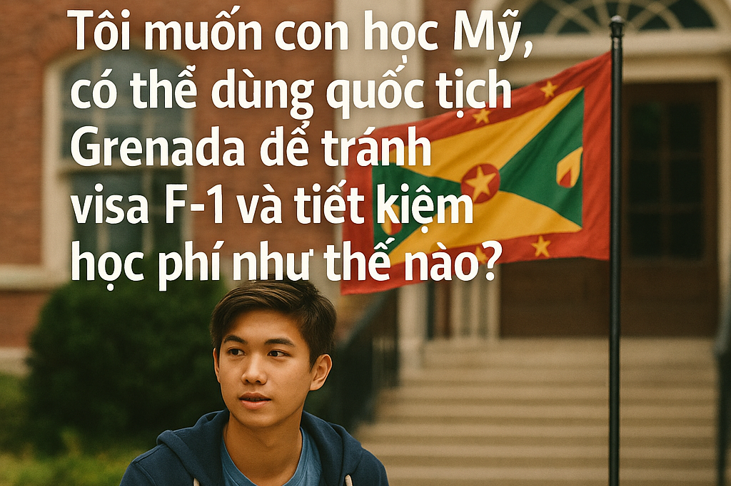 Tôi muốn con học Mỹ, có thể dùng quốc tịch Grenada để tránh visa F-1 và tiết kiệm học phí như thế nào?